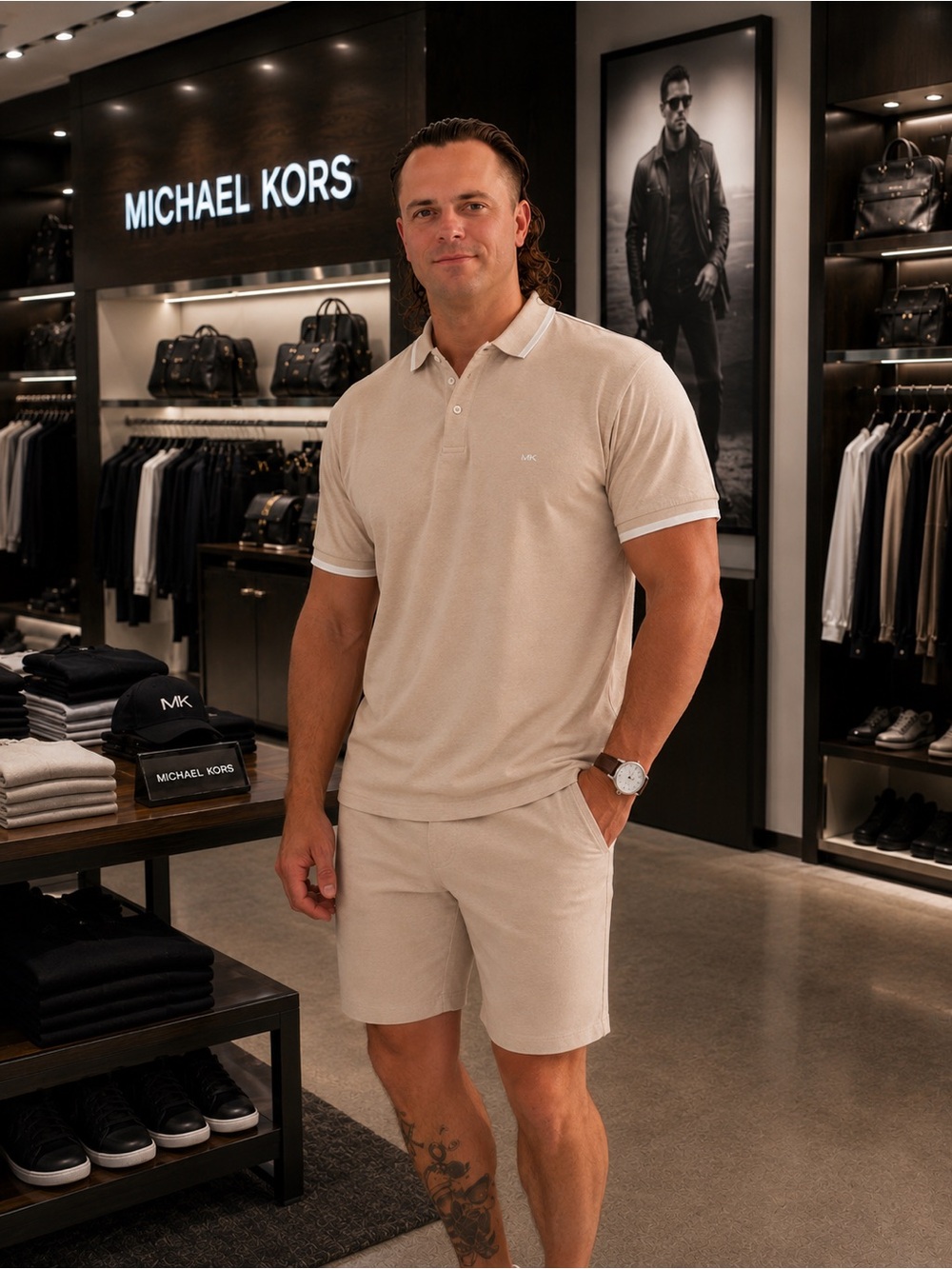 Michael Kors Greenwich Cotton Polo Shirt - Beige